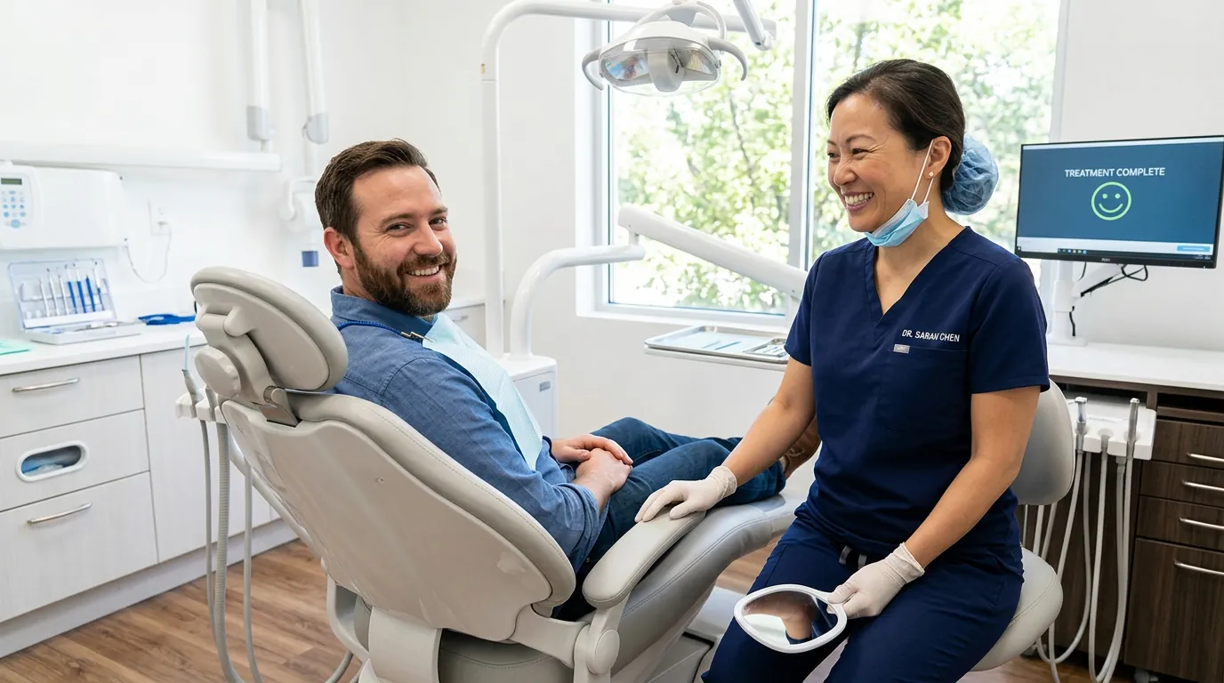 Relaxed, pain-free patient after wisdom tooth treatment
